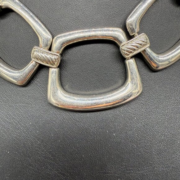 Avenue Silver-Tone Square Link Necklace 19-22" Adjustable Chain - Picture 2 of 5